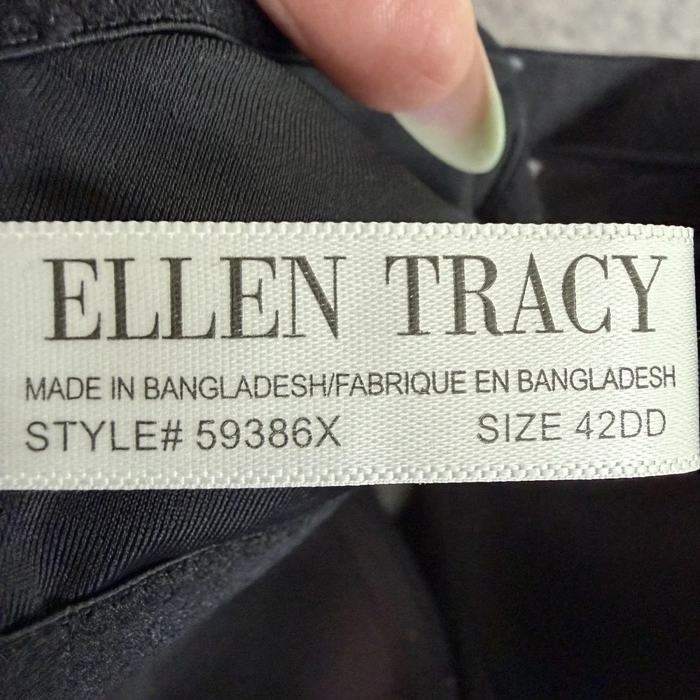 Ellen Tracy Black Full Coverage Underwire Bra‎ Style 59386X Size 42DD
